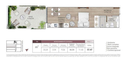 Imagen 8 de 26 de Apartamento Monoambiente, Patio Exclusivo, Amenities.