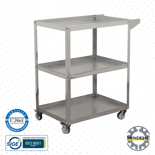 Carrito De Servicio Acero Inoxidable 3 Repisas Mindejal
