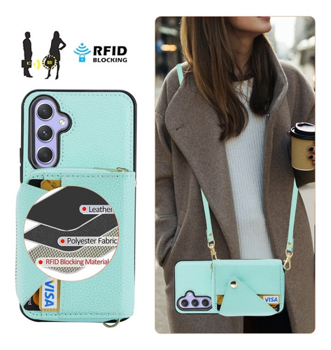 Funda De Móvil Con Cremallera Y Correa Cruzada Para Samsung