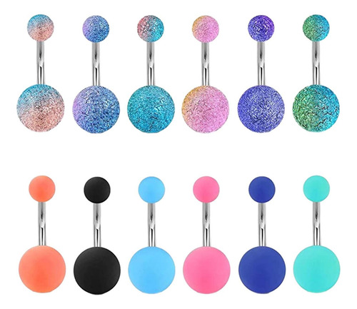 12pcs Belly Button Rings Belly Piercing Hoop Fashion Dangle