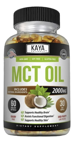 Aceite Mct - Kaya - 2000mg - 60caps - 30serv - Usa Import