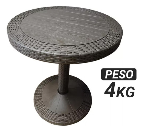 Mesa Redonda Tipo Rattan De Plástico 70 Cm De Diametro Rattan