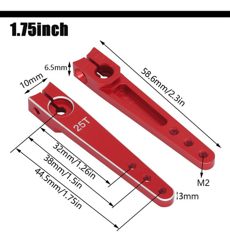 Brazo Servo De 25t, BalancĂn De Negro 1,75 Pulgadas