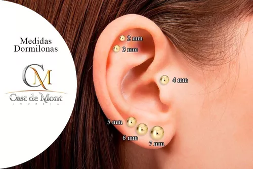 Broquel Dormilona 7mm Bola Arete Oro Rosa 14k