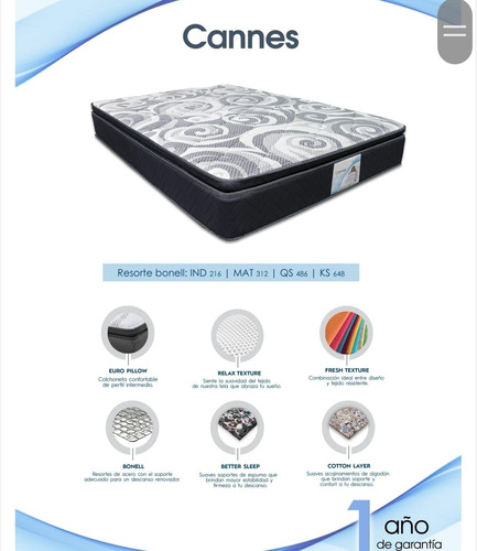 Colchon Matrimonial Cannes Con Euro Pillow