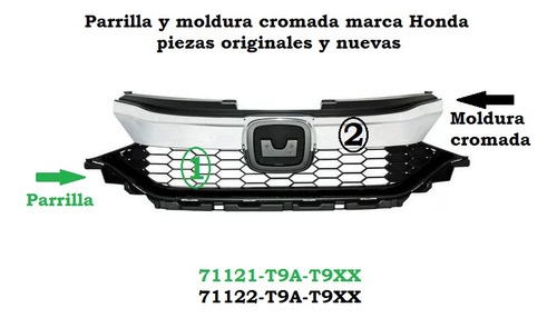 Parrilla Y Moldura Cromada Honda City 2018 - 2020 Originales