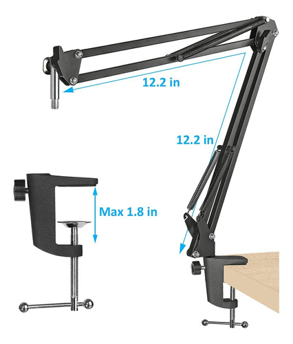 Shure Mv7 Boom Arm With Pop Filter - Shock Mount With 4 Inch