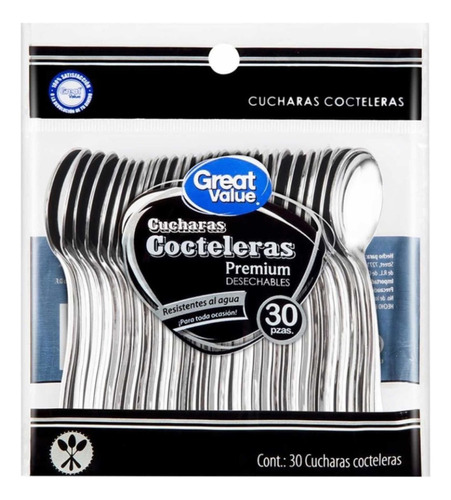 Cuchara Great Value Desech. Premium Coctelero  4paq C\30pz