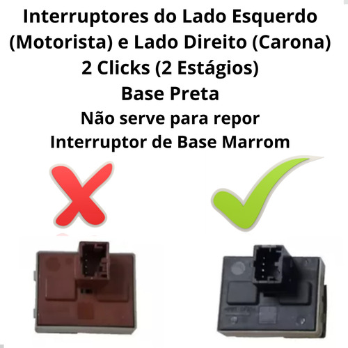 Kit Botão Vidro Elétrico Trava Gol Saveiro G4 G5 Base Preta