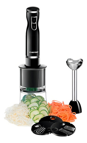 Batidora Chefman De Inmersión + Espiralizador Eléctrico Color Negro Frecuencia 1