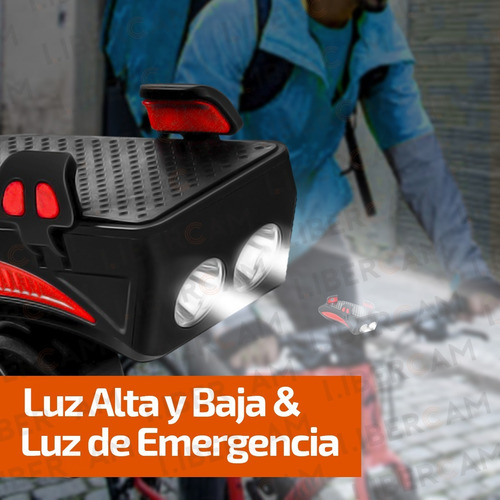 Luz Bici Power Bank Leds + Porta Celular + Bocina