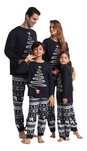 Familia Navideña De Tres Pijamas Navideños De Algodón For