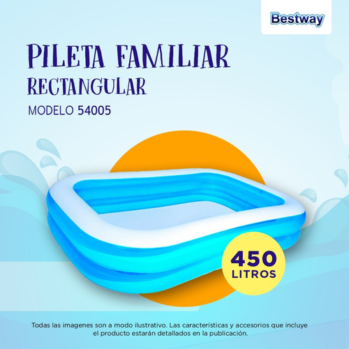 Pileta Inflable Rectangular Bestway 201 X 150 X 51 Pc 54005
