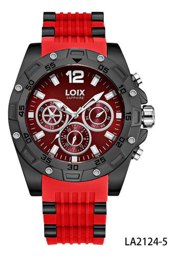 Reloj Hombre Loix® La2124-5 Rojo Con Pavonado Negro, Rojo