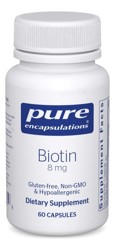 Biotina 8 Mg Pure Encapsulations 60 Cápsulas