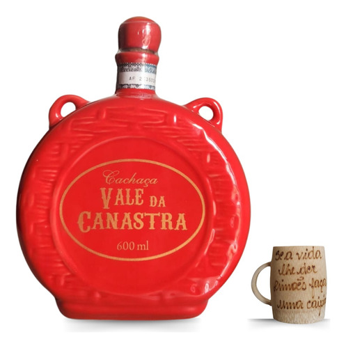 Cachaça Ouro Porcelana Cantil 600ml Vale Da Canastra Brinde