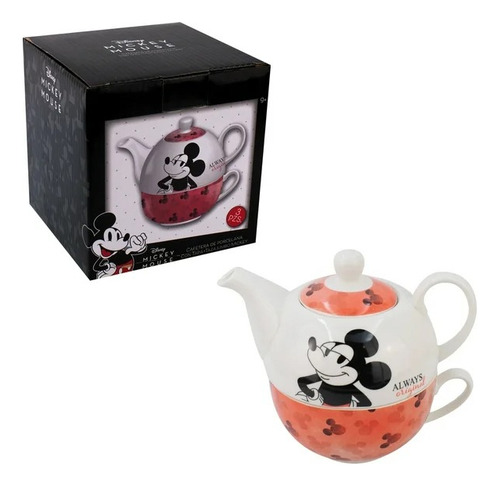 Tetera Con Tapa 370ml Y Taza Minnie Y Mickey Mouse