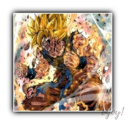 Quadro Metalizado goku SSJ Blue Art Dragon Ball super Placa Decorativa