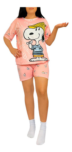 Pijama De Snoopy Personajes Dama Pantalón, Short Y Calcetas