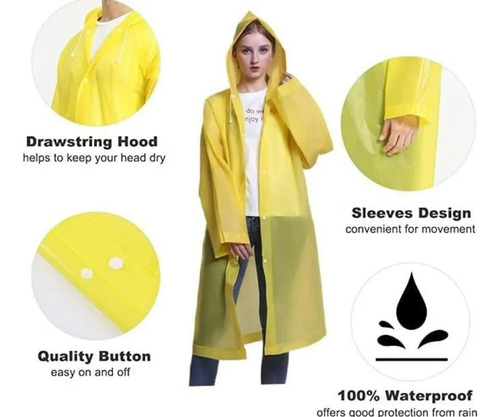 2 Pzs Poncho Capa Impermeable Reutilizable Portátil Lluvia