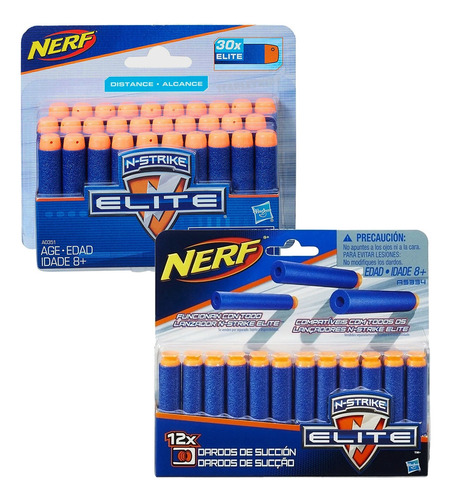 Nerf Dardos 30 Un + 12 Un Succion Elite Hasbro Orig N Strike