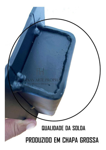 Mesa Lateral Com Lareira Ecológica Álcool Ferro Cor Preto