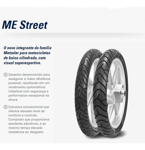 Pneu Metzeler Me Street 100/80-18 Fazer Titan 150 Ybr Factor