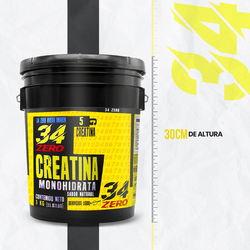 34 Zero Creatina Monohidratada 5kg 1000 Servicios Sabores Natural