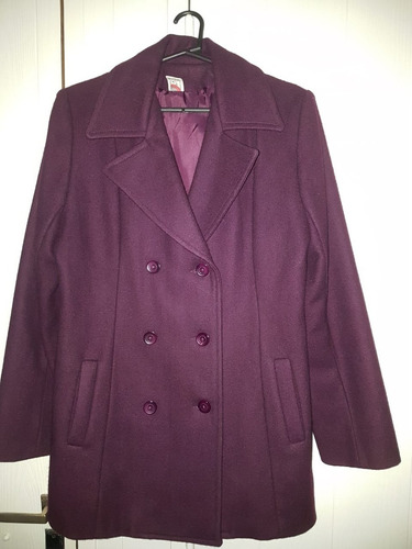 Saco Tapado Abrigo 3/4 Bordó Mujer Talle Medium