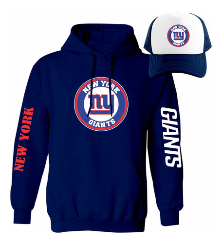 Kit Sudadera + Gorra Sublimada Mod Nfl New York Giants