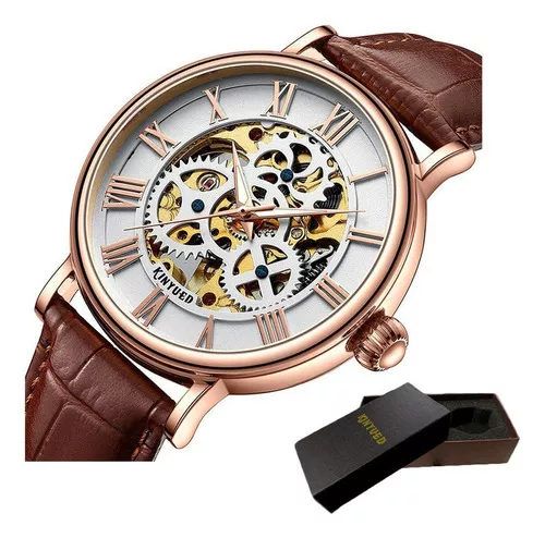 Reloj Automático Impermeable Para Hombre Kinyued Hollow Out Color Del Bisel  Rose White