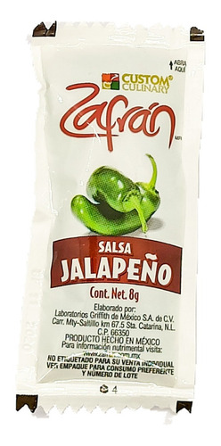 Salsa Jalapeño Zafran Caja 1008 Sobres 8g C/u