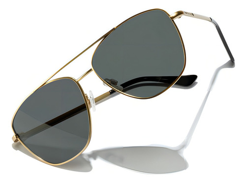 Gafas De Sol Polarizadas Hawkers Lax Hombre Y Mujer Color De La Lente Negro Color De La Varilla Negro Color Del Armazón Dorado Diseño Mirror