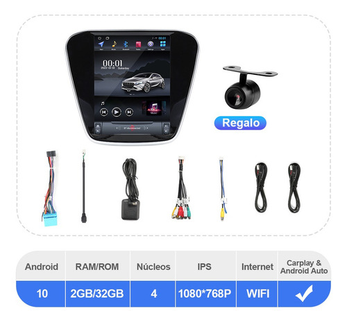 Para Estéreo Vertical Tesla Chevrolet Cavalier 2015-2018 Gps