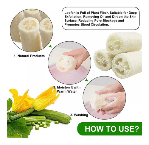 Esponja Zacate Exfoliante Natural Loofah Biodegradable, 5 Un