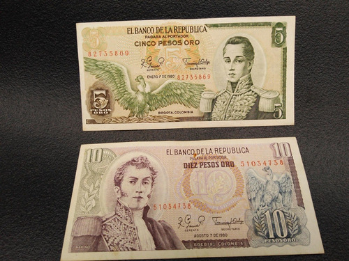 Makuka: Antiguo Billete Colombia 5-10 Pesos Bol8 Mnn