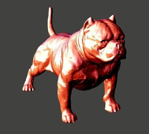 Escultura Figura De Perro American Bully - 3d Style Plateado