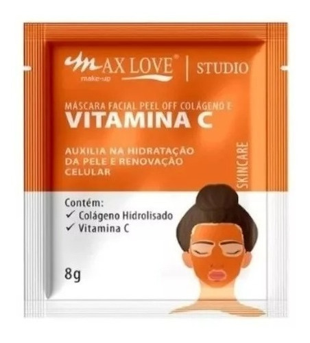 Max Love Máscara Facial Peel Off Skincare Vitamina C Sachê Tipo de pele Mista