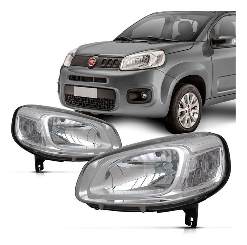 Par Farol Fiat Uno 2015 2016 2017 2018 2019 2021 22 Cromado