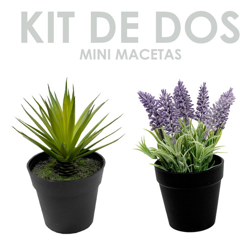 Kit 2 Macetas Jordana Y Lavanda Para Decoración Artificiales