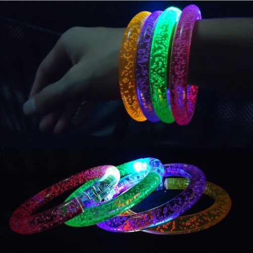 Imagen 2 de 3 de Pulsera Led Luminosa Acrilica Cambia Color X 25 Cotillon F