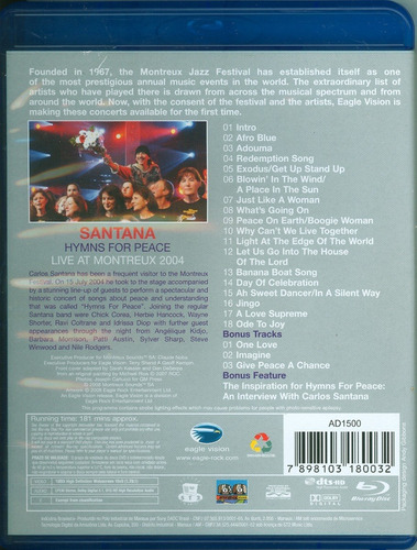 Imagem 2 de 2 de Blu-ray Santana - Live At Montreux 2004