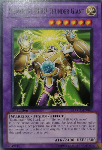 Yugioh! Elemental Hero Thunder Giant Lcgx-en046 1st Ed Commo