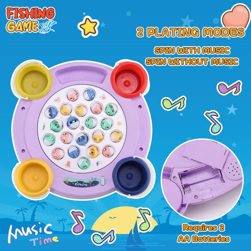 Juguetes Magnéticos De Pesca Juego De Mesa Giratorio Con Mús Morado