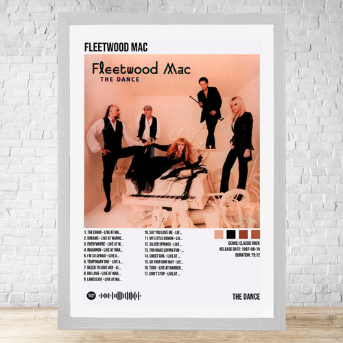 Cuadro Fleetwood Mac The Dance 30x40 Con Vidrio Y Marco C778 Blanco Moderno