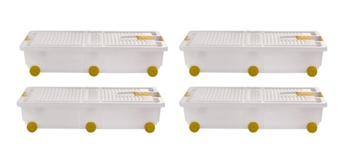 Caja Organizadora Plastica Ruedas Bajo Cama Herramientas X4