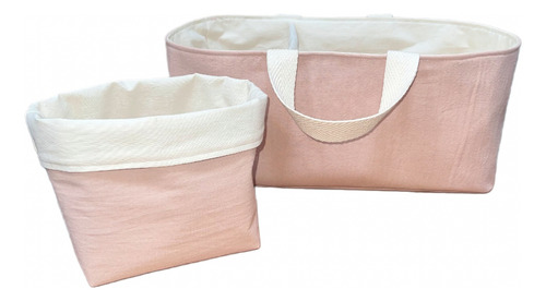 Contenedor Pañalero Con Manijas+cesto Tela. Ideal Regalo Rn Rosa