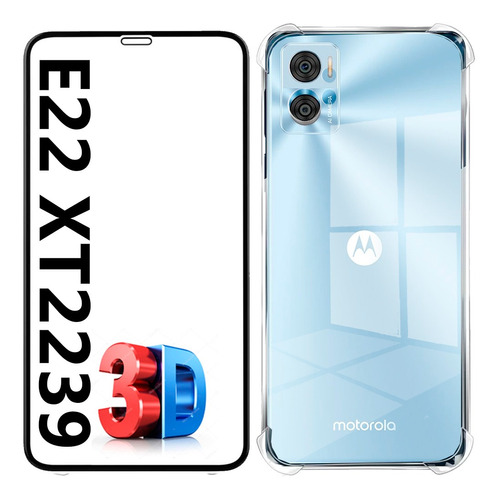 Kit Película 3d Capa Transparente Compatível Moto E22 Xt2239