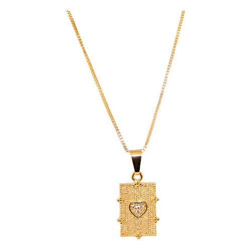 Chain Necklace And Heart Scapular  Chapa De Oro