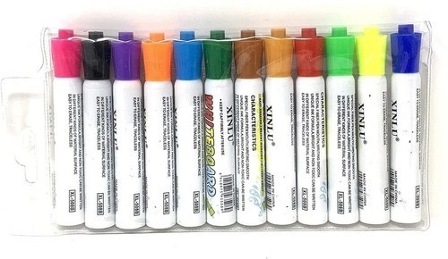 Imagen 2 de 2 de Marcador Plumón De Pizarra Blanca Acrílica 12 Colores